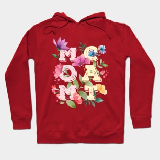 MOM CAT Letters with Flowers (Black Background) Hoodie